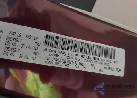 2018 Chrysler Pacifica Lx from USA, damaged, VIN 2C4RC1CG8JR121430